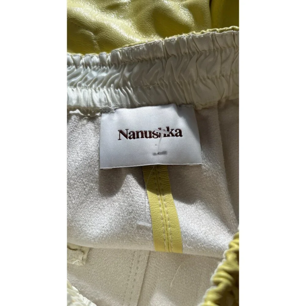 NANUSHKA YELLOW VEGAN LEATHER ELASTIC WAIST SHORTS M - Picture 6 of 8